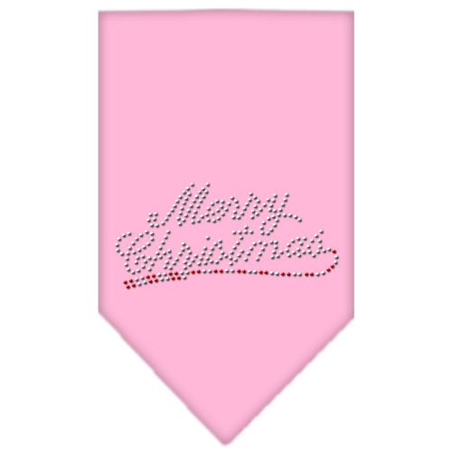 Merry Christmas Rhinestone Bandana Light Pink Large